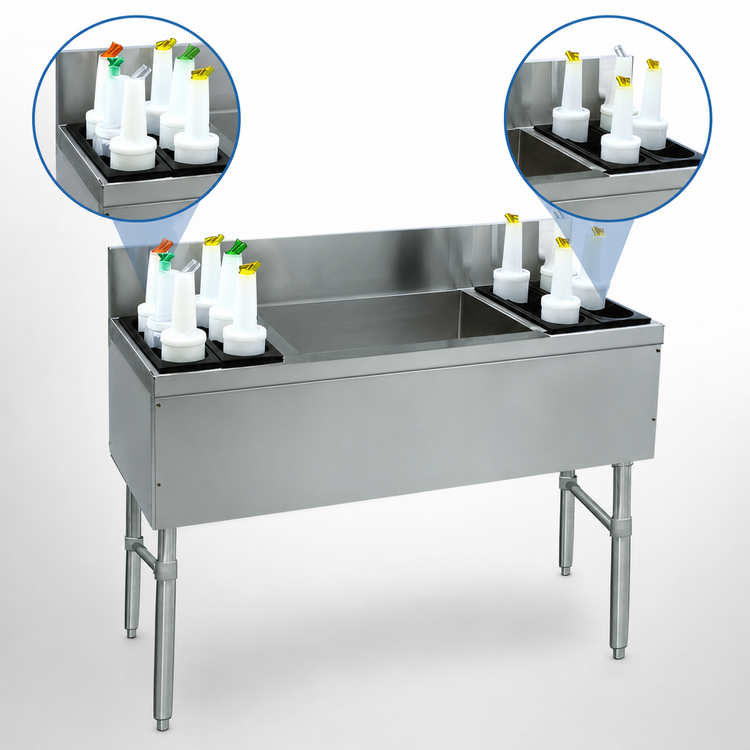 Product image #4 for Prestige Supreme 60-Inch Stainless Steel Bar Ice Chest with 10-Circuit Cold Plate and Bottle Wells
