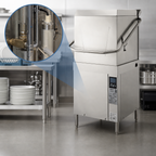 Thumbnail image #4 for Hobart Warewash AM16-BAS-2 High-Temp Door-Type Dishwasher, 60 Racks/Hour, Universal Straight-Thru/Corner, Stainless Steel