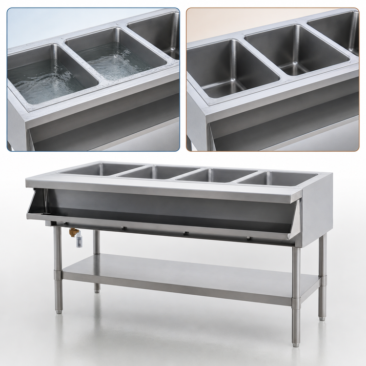 Product image #4 for Eagle Group 4-Well Sealed Well Electric Hot Food Table with Open Base, 63-1/2" W, 240V