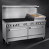 Thumbnail image #4 for Ultimate 60-Inch Gas Restaurant Range with 5 Burners, 24-Inch Raised Griddle/Broiler, Convection Oven, and Cabinet Base