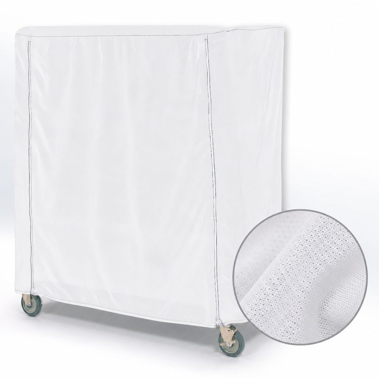 Product image #4 for Metro 36 x 18 x 54 Inch White Cart Cover for Queen Mary & Banquet Carts