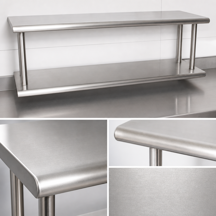 Product image #4 for BK Resources Double Tier Wall-Mounted Pass Through Shelf, 72 W x 24 D, Stainless Steel