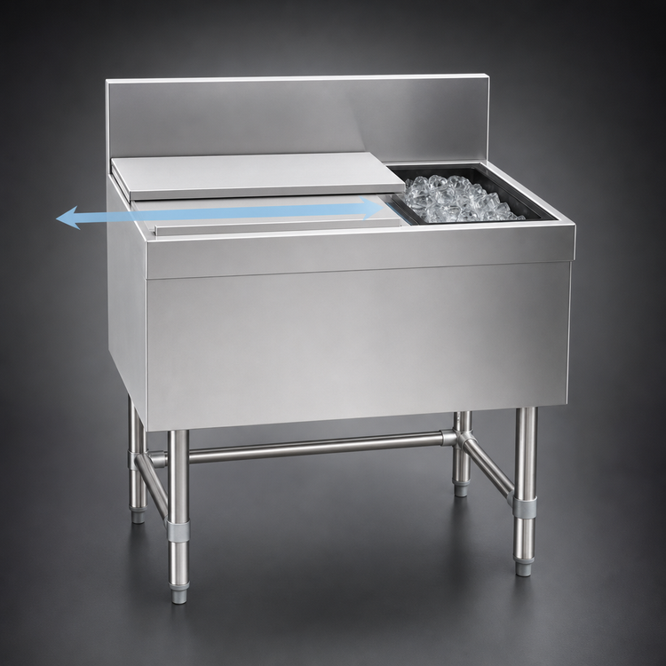 Product image #4 for Eagle Group Spec-Bar 48 Inch x 24 Inch Insulated Combo Ice Bin/Bottle Unit, 85 lb Capacity