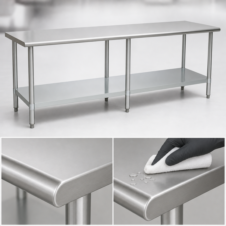 Product image #4 for Spec-Master 144"W x 48"D 14-Gauge Stainless Steel Work Table with Galvanized Undershelf