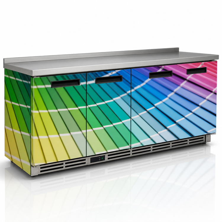 Product image #4 for Krowne 84 Inch Backbar Cooler Whole Unit Vinyl Wrap, Front and Sides