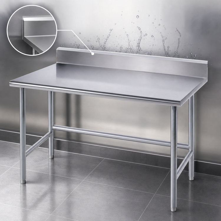 Product image #4 for Advance Tabco 84-Inch x 30-Inch 16 Gauge 304 Stainless Steel Work Table with 5-Inch Backsplash