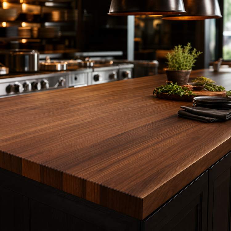 Product image #4 for John Boos Boos Block 84" x 38" x 3" American Black Walnut Kitchen Countertop with Varnique Finish