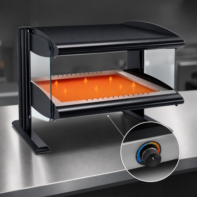 Product image #4 for Hatco Spot On Horizontal Heated Zone Merchandiser Warmer, 46-Inch Countertop, 1 Shelf, 4 Zones, 120V