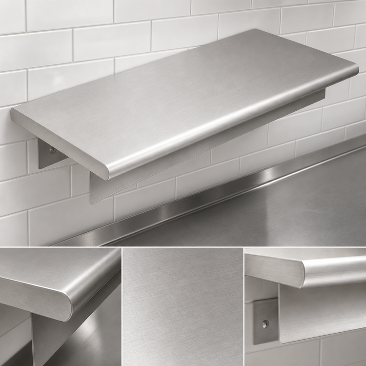 Product image #4 for Eagle Group 132-Inch Wide Pass-Thru Wall Shelf, 18-Inch Deep, 304 Stainless Steel
