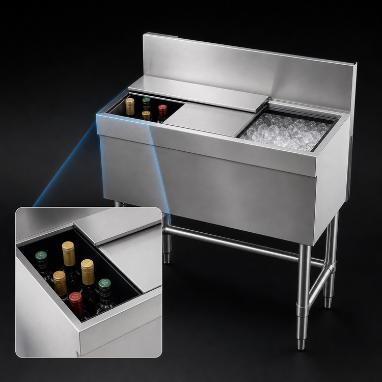 Product image #4 for Eagle Group Spec-Bar Insulated Combo Ice Bin/Bottle Unit, 24 Inch x 19 Inch, 40 lb. Capacity