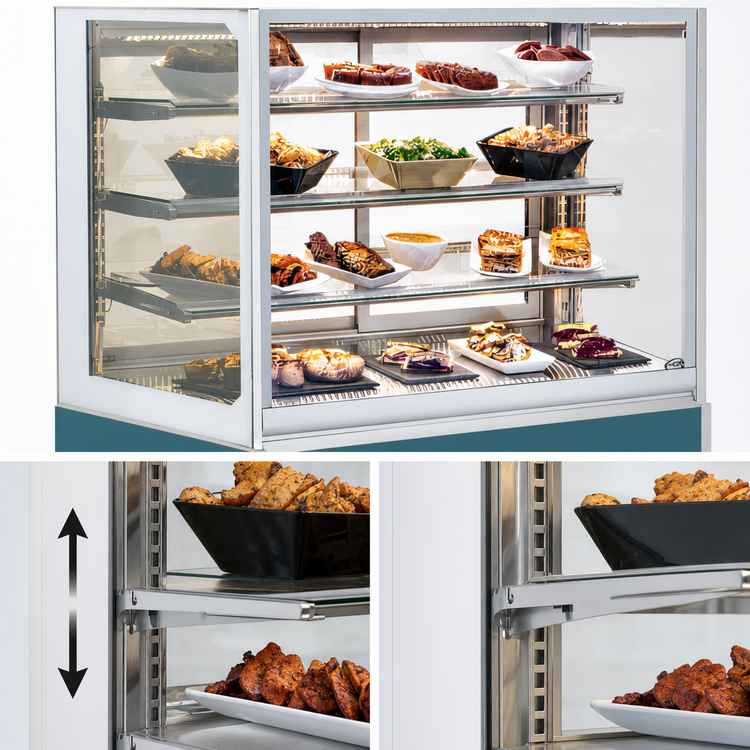 Product image #5 for Federal Industries Italian Glass Heated Full-Service Floor-Standing Hot Food Display Case, 48 Inch, 2 Shelves