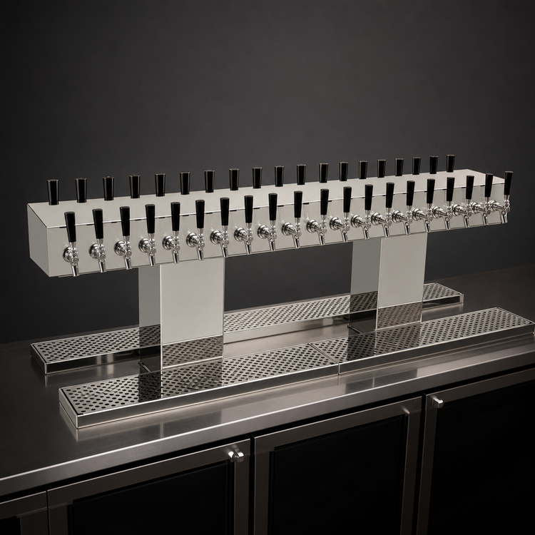 Product image #4 for Glastender Double-Sided 2-Column Countertop Draft Dispensing Tower, 36 Faucets, Glycol-Cooled, Mirror Finish