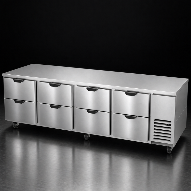 Product image #4 for Beverage Air 119-Inch Wide Stainless Steel Undercounter Refrigerator with 8 Drawers