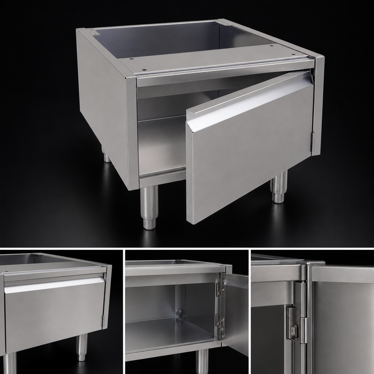 Product image #4 for Glastender Underbar Add-On Cabinet Base with Single Hinged Door, Stainless Steel, 20"W x 24"D x 16"H