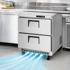Thumbnail image #4 for Everest Refrigeration ETBR1-D2 1-Section Drawered Undercounter Refrigerator with Stainless Steel Worktop, 7.5 Cu. Ft., Rear-Mounted R290