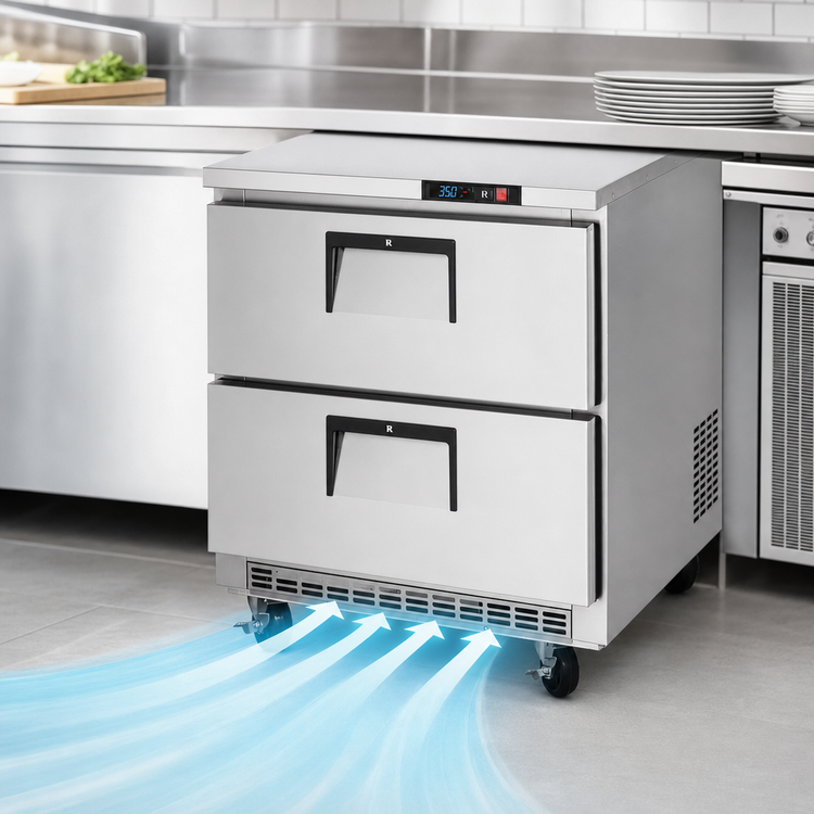 Product image #4 for Everest Refrigeration 1-Section Drawered Undercounter Refrigerator With Stainless Steel Worktop, 7.5 Cu. Ft.
