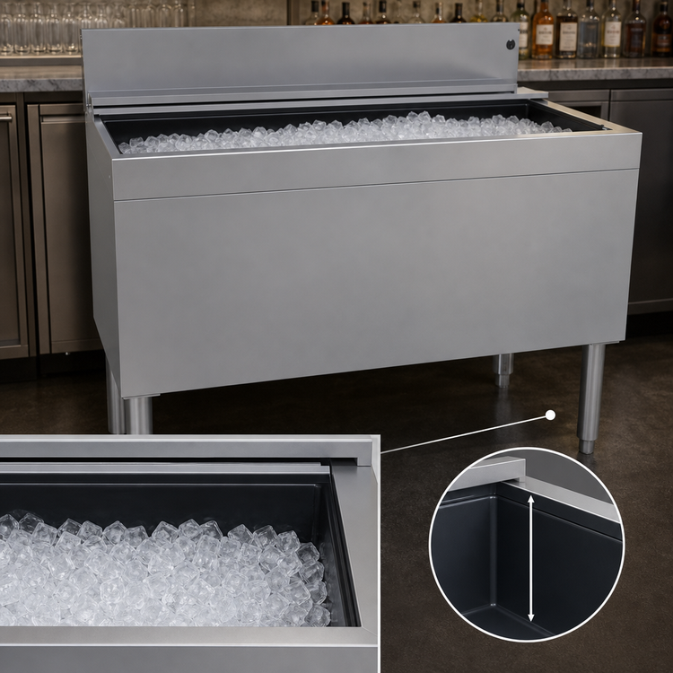 Product image #4 for Glastender Extra Deep 42-Inch Underbar Ice Bin with 10-Circuit Cold Plate