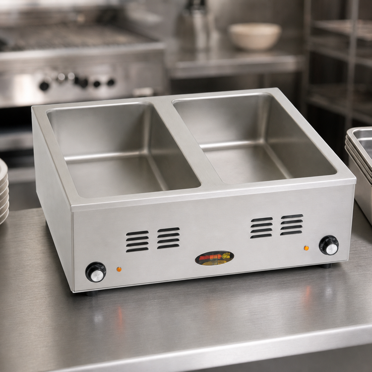 Product image #4 for RedHots Countertop Electric Food Warmer with 2 Full-Size Pan Openings, Wet/Dry, Stainless Steel, 208V