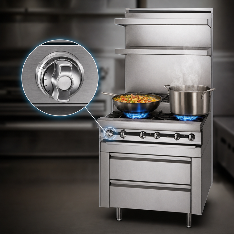Product image #4 for Titan 12 Inch Modular Heavy Duty Gas Range with 1 Open Burner and 1 Step-Up Burner