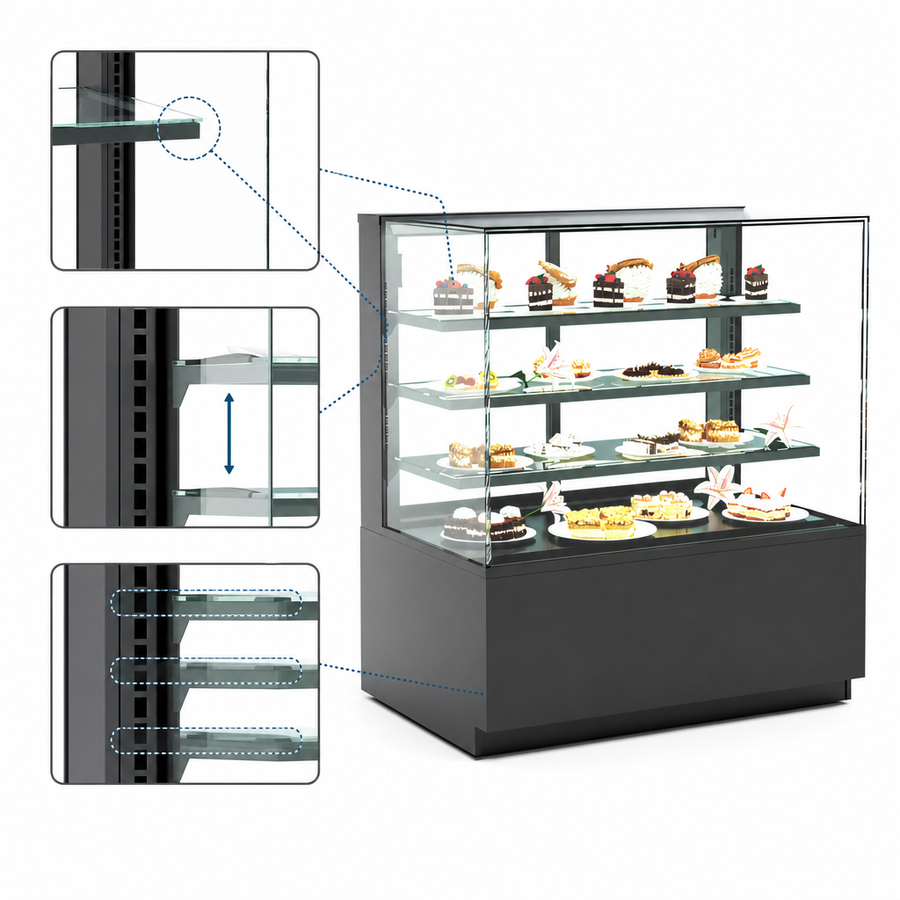 Three Adjustable Clear Glass Shelves