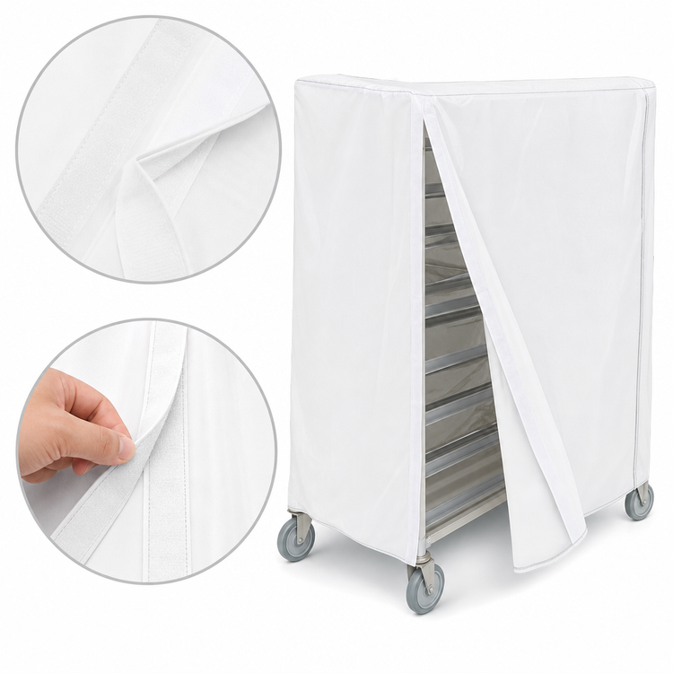 Product image #4 for Metro White Uncoated Knitted Polyester Banquet Cart Cover, 36 x 18 x 62 Inch