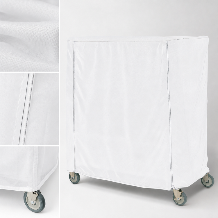 Product image #4 for Metro White Uncoated Knitted Polyester Queen Mary / Banquet Cart Cover, 60 x 21 x 54 Inch