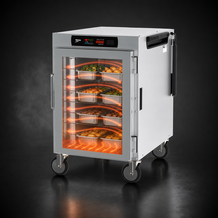 Product image #5 for Metro HotBlox™ Wide 8-Pan Half-Height Mobile Pass-Thru Insulated Holding Cabinet, Digital Touchscreen, Clear Front Door / Solid Rear Door, 120V
