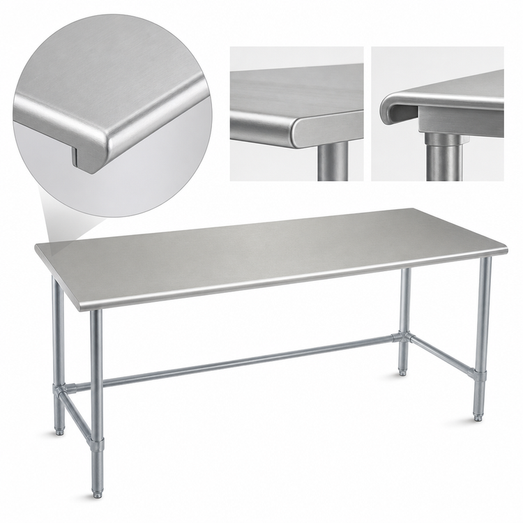 Product image #4 for Spec-Master 84-Inch x 30-Inch Flat Top Stainless Steel Work Table with Galvanized Tubular Base