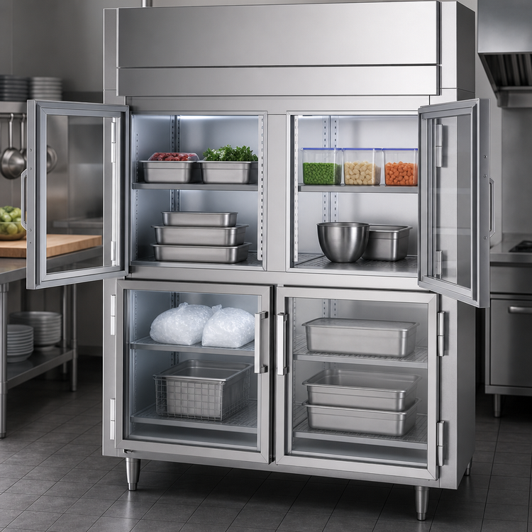 Product image #4 for Victory UltraSpec 2-Section Shallow Depth Glass Half-Door Reach-In Freezer, 41.35 Cu. Ft., Self-Contained, Stainless Steel
