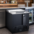 Thumbnail image #4 for Omcan USA 50038 Horizontal Chest Beer Bottle Cooler, 26-Inch, 5 Cu. Ft., Black Vinyl Exterior, Sliding Stainless Steel Lid