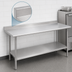 Thumbnail image #4 for Duke 84-Inch x 36-Inch 16-Gauge 400 Series Stainless Steel Work Table with 1-1/8-Inch Straight Riser and Undershelf