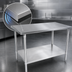 Thumbnail image #4 for John Boos Stallion 16-Gauge 300 Series Stainless Steel Flat Top Work Table with Galvanized Legs and Adjustable Undershelf, 108 x 30 Inches