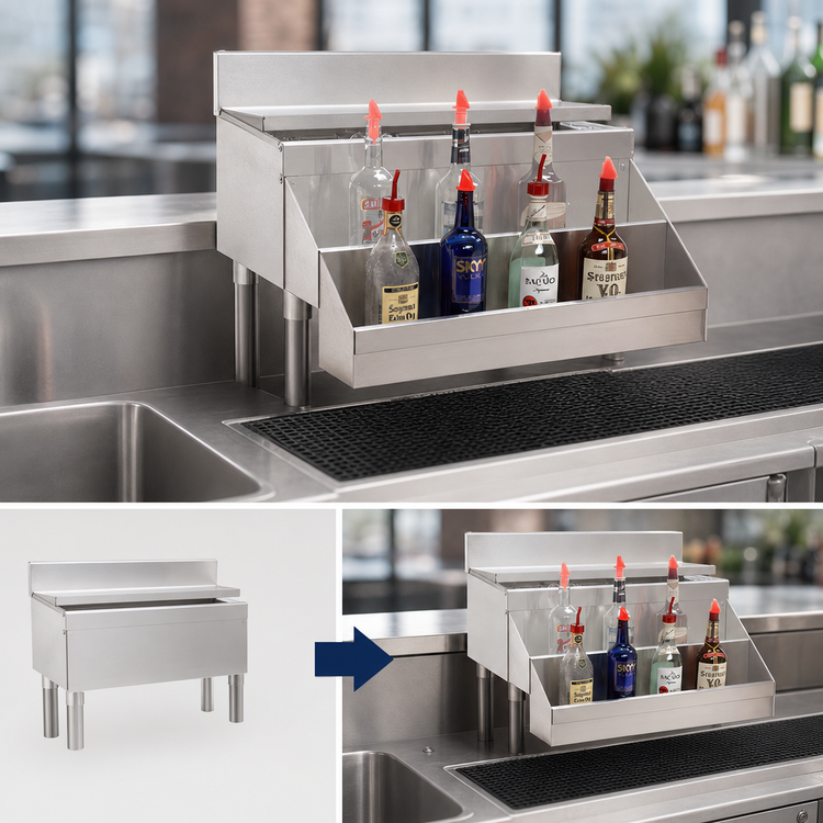 Product image #4 for Advance Tabco Underbar Basics 42-Inch Single-Tier Stainless Steel Hang-On Add-On Speed Rail