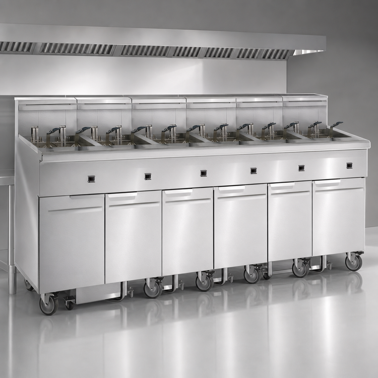 Product image #4 for Imperial Electric Floor Fryer with Built-In Space Saver Filter System, 6-Battery, 75 lb. Tanks, Tilt-Up Elements