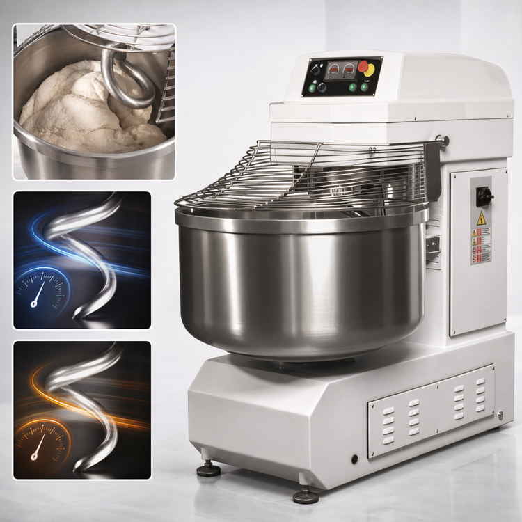 Product image #5 for Eurodib 95 Liter Stainless Steel Spiral Dough Mixer with Programmable Timers, 208-220V, 3-Phase
