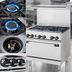 Thumbnail image #4 for Radiance 36-Inch Heavy Duty Commercial Gas Combination Range with 4 Open Burners, 12-Inch Griddle and Standard Oven