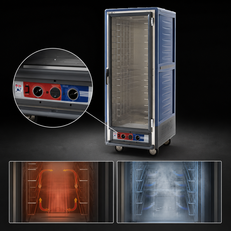 Product image #4 for Metro C5 3 Series Blue Insulation Armour Mobile Full-Height Moisture Heated Holding and Proofing Cabinet with Lip Load Slides, 35-Pan, 120V