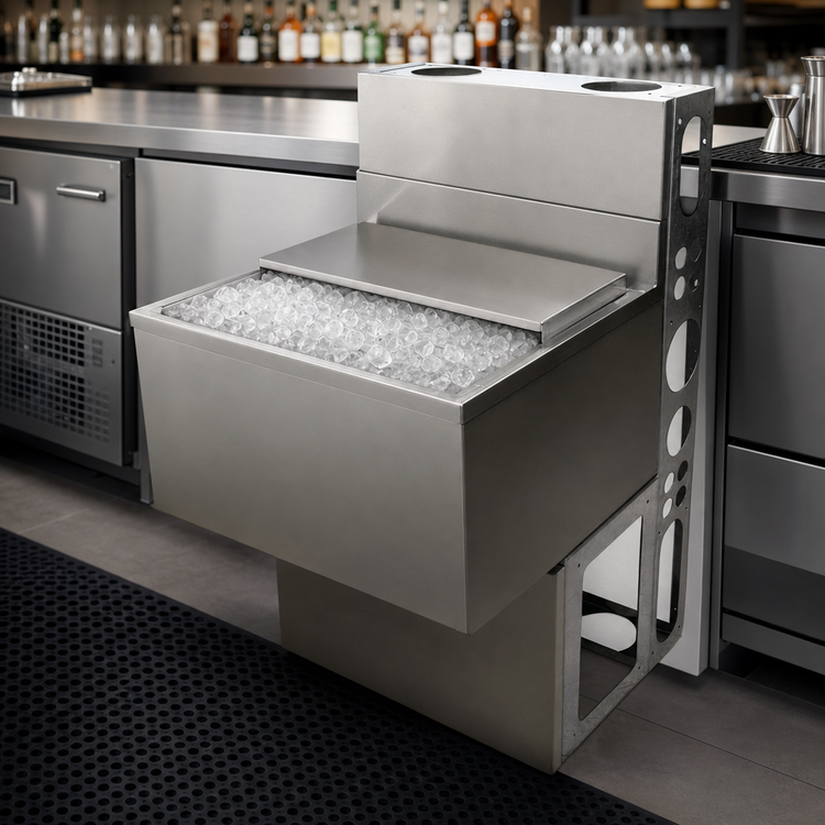 Product image #5 for BK Resources 43-Inch Underbar Ice Bin with 7-Circuit Cold Plate, 167 lb Capacity