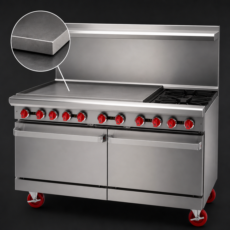 Product image #4 for American Range 60-Inch Gas Restaurant Range with 48-Inch Griddle, 2 Open Burners, and Dual Storage Bases