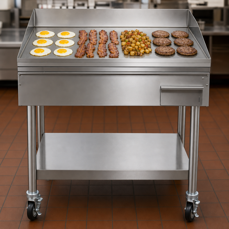 Product image #4 for AccuTemp AccuSteam Electric Griddle with Stand and Casters, 24 x 30-Inch Cooking Surface