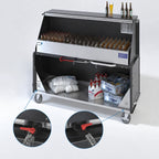 Thumbnail image #4 for Dinex DXPPB560IBWAN 62.5-Inch Portable Bar with Full-Length 304 Stainless Steel Ice Bin, Locking Cabinets and Heavy-Duty Casters