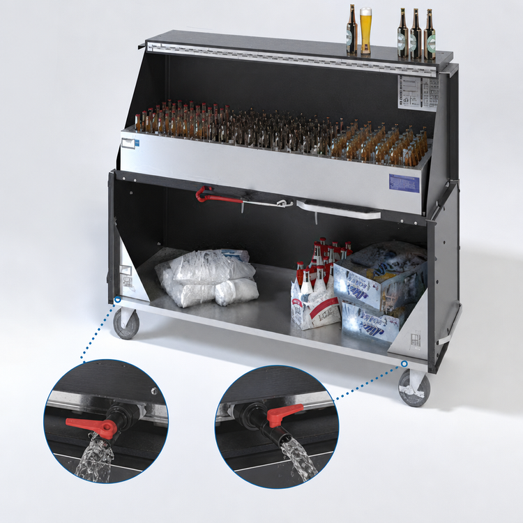 Product image #4 for Dinex DXPPB560IBWAN Full-Length Ice Bin Portable Bar with American Natural Finish