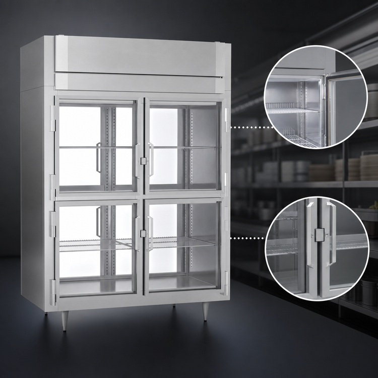 Product image #5 for Victory UltraSpec Series Extra Wide Pass-Thru Glass Half-Door Freezer, 2-Section, Self-Contained
