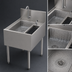 Thumbnail image #4 for Perlick Tobin Ellis Signature 18-Inch Freestanding Single-Compartment Underbar Utility Sink with Glass Rinser and Tool Caddy