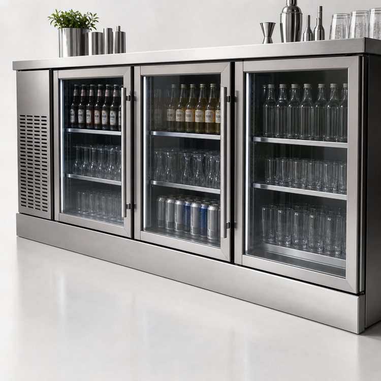 Product image #4 for Krowne 108-Inch Stainless Steel Front Kick Plate for Back Bar Coolers