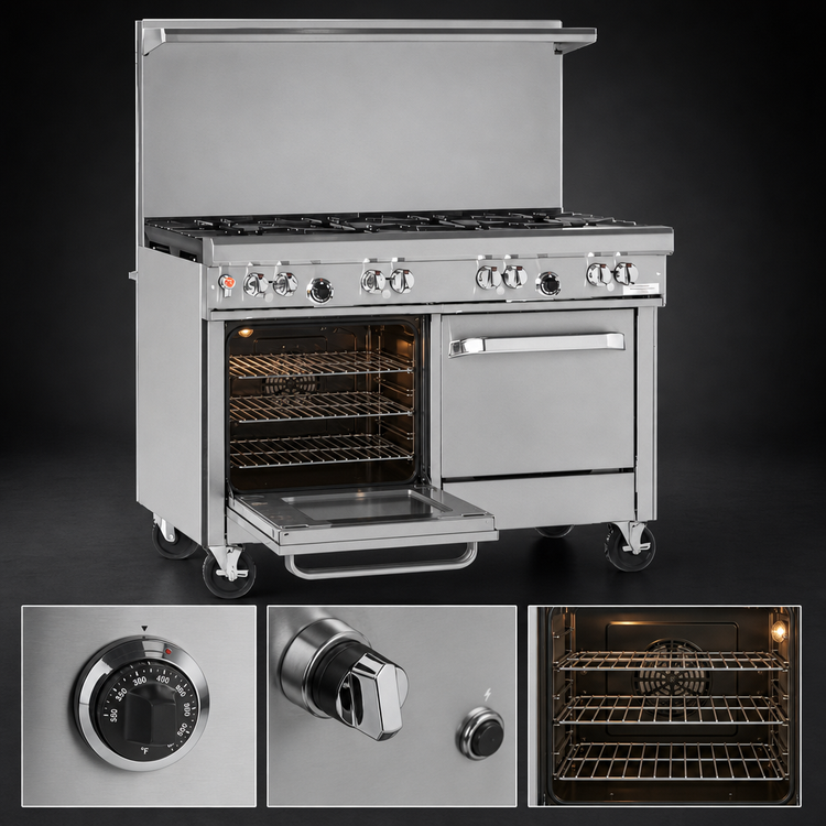Product image #4 for Southbend Ultimate 48-Inch Commercial Gas Range with 7 Open Burners, Convection Oven, and Cabinet Base