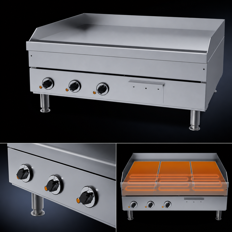 Product image #4 for Garland E24 Series 36-Inch Heavy-Duty Electric Countertop Griddle with Smooth Polished Steel Plate