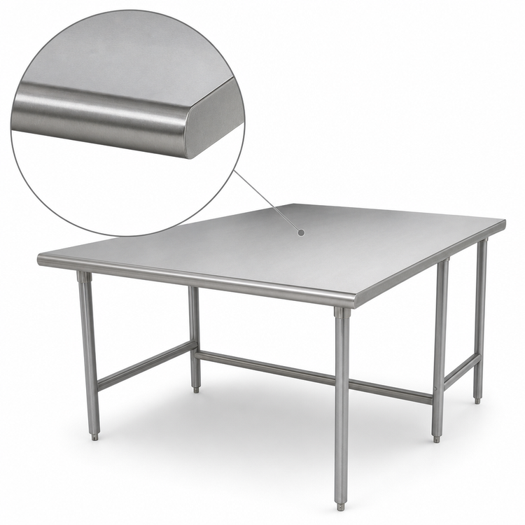 Product image #4 for Advance Tabco 144 Inch x 24 Inch 16 Gauge 304 Stainless Steel Flat Top Work Table with Galvanized Open Base
