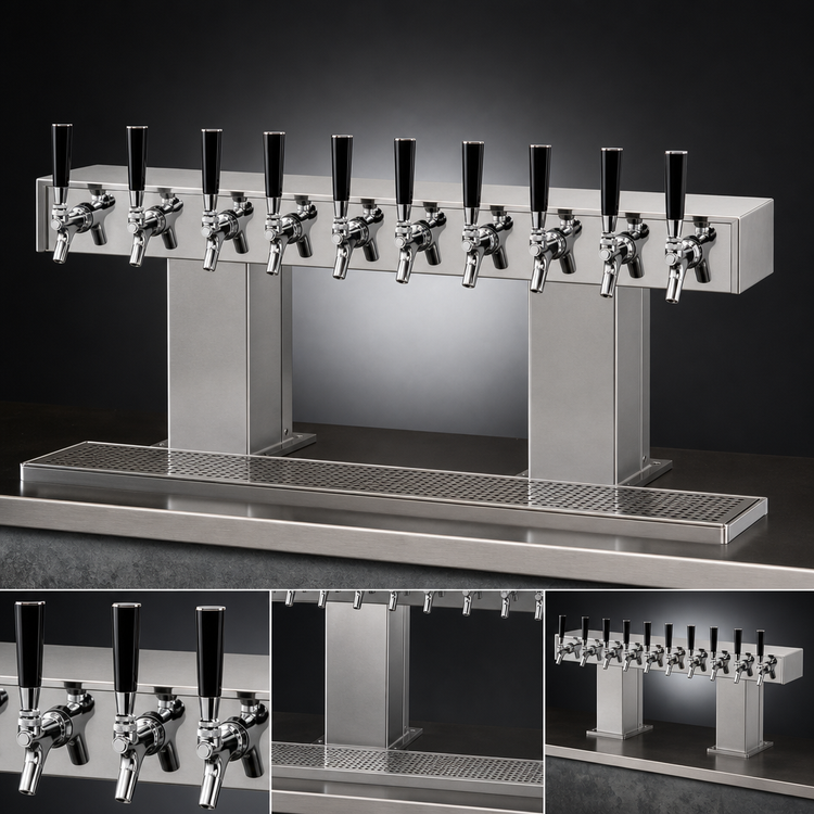 Product image #4 for Perlick 4006-10BTF4 Extra High 10-Faucet Countertop Bridge Tee Glycol-Cooled Draft Beer Tower