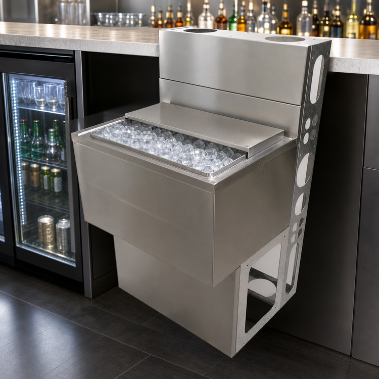 Product image #4 for BK Resources Underbar Ice Bin with 7-Circuit Aluminum Cold Plate, 100 lb Capacity